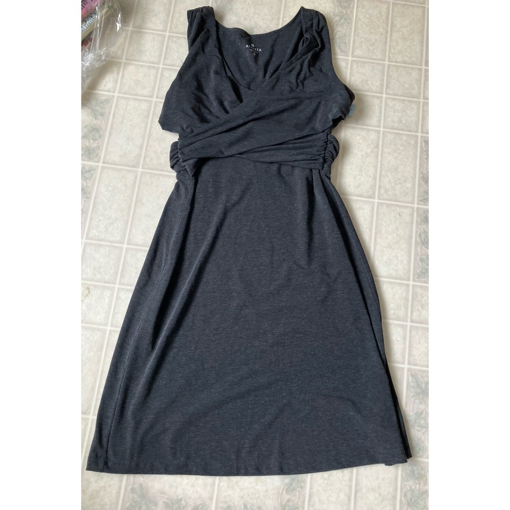 Athleta Dress Adriana Small Gray Criss Cross Wrap Front Top V-neck  Tank Stretch